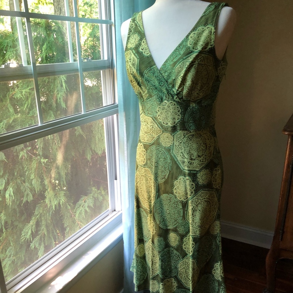Beautiful green silk dress.